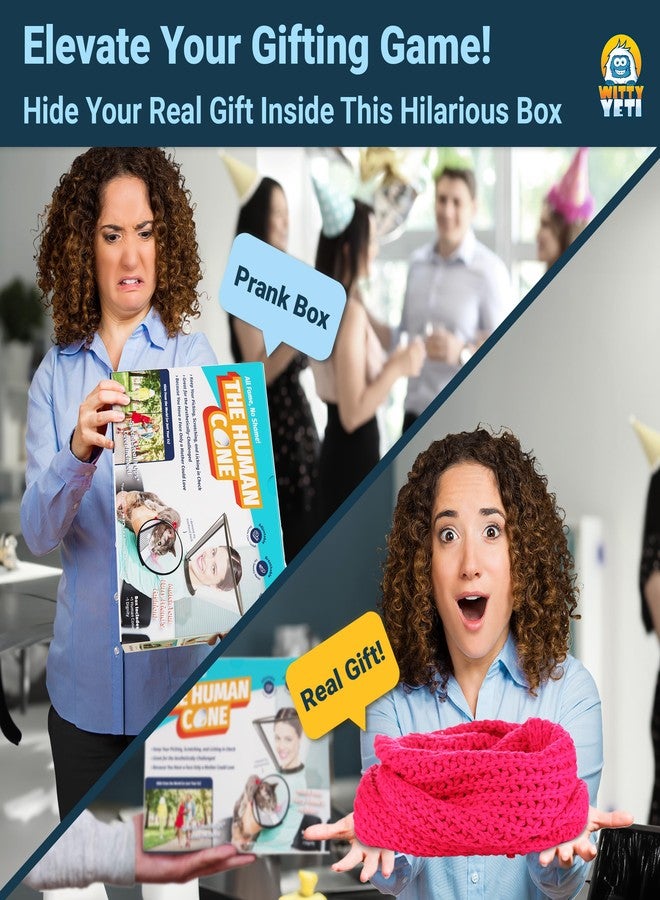Witty Yeti Hilarious Human Cone Gag Gift Empty Box. Wrap Your Real Present with This Convincing Fake Prank Box for Men or Women. Funny White Elephant Practical Joke for Birthday or Christmas Parties. - Image 2